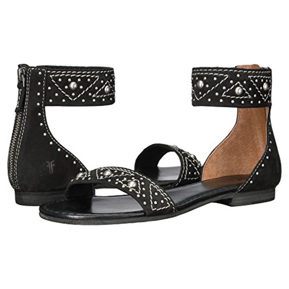 Frye Shoes - NIB FRYE Carson Deco Zip black studded sandal 7M 7